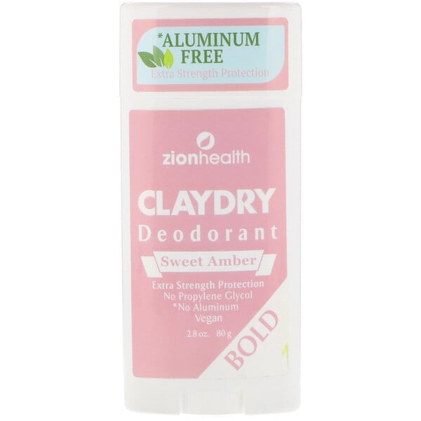 Zion Health, Bold, ClayDry Deodorant, Sweet Amber, 2.8 oz (80 g)