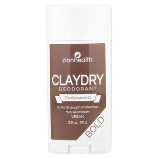 Zion Health, ClayDry, дезодорант, Bold, кедр, 80 г (2,8 унции)