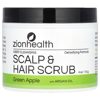 Zion Health, Gommage en profondeur pour le cuir chevelu et les cheveux à l'huile d'argan, Pomme verte, 113 g