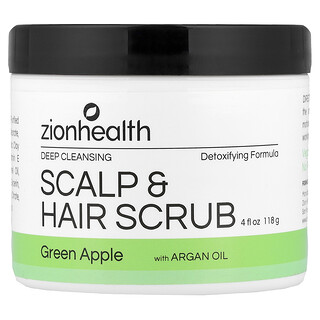 Zion Health, Exfoliante para el cuero cabelludo y el cabello con aceite de argán, Manzana verde, 118 g (4 oz)