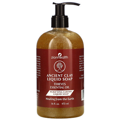 Купить Zion Health Ancient Clay Liquid Soap, Thieves Essential Oil, 16 fl oz (473 ml)
