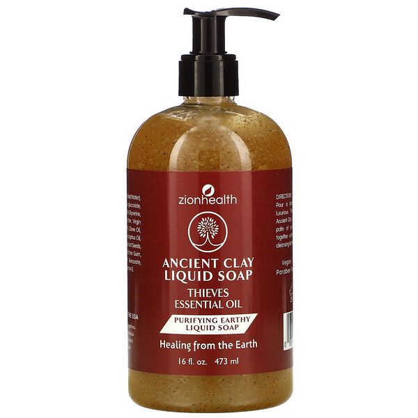 Zion Health‏, Ancient Clay Liquid Soap, Thieves Essential Oil, 16 fl oz (473 ml)