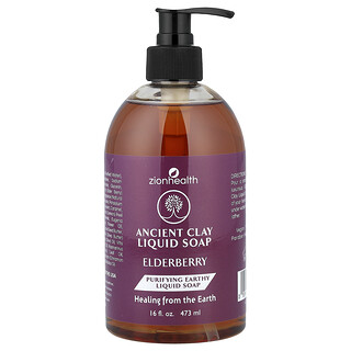 Zion Health, Ancient Clay Liquid Soap, Elderberry, 16 fl oz (473 ml)