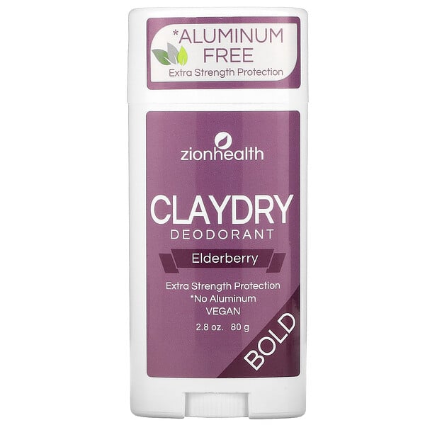 Zion Health, Bold, ClayDry Deodorant, Elderberry, 2.8 oz (80 g)