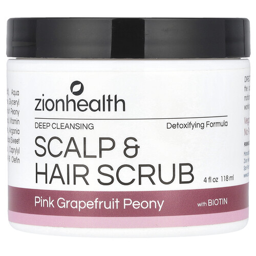 Zion Health, Scalp & Hair Scrub with Biotin, Pink Grapefruit Peony, 4 fl oz (118 ml)
