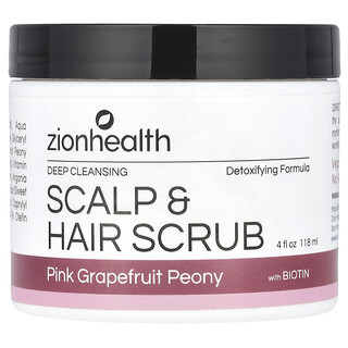 Zion Health, Exfoliante para el cuero cabelludo y el cabello con biotina, Pomelo rosa y peonía, 118 ml (4 oz. líq.)