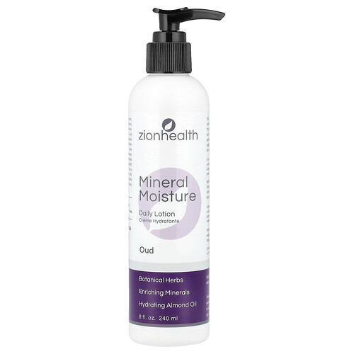 Zion Health Mineral Moisture Daily Lotion, Oud , 8 fl oz (240 ml)