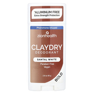 Zion Health, Bold, Déodorant ClayDry, Blanc de santal, 80 g