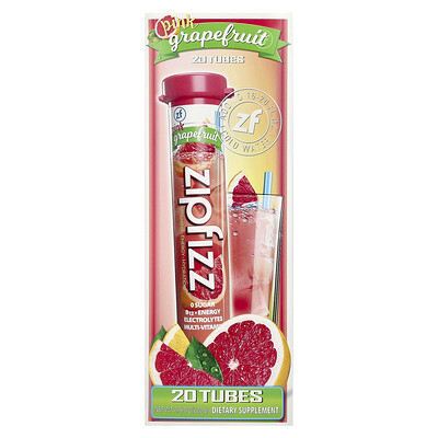 Zipfizz Energy Drink Mix Pink Grapefruit 20 Tubes 0.39 oz (11 g) Each