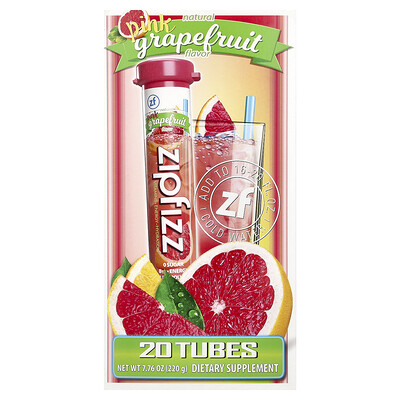Zipfizz, Mezcla energética para deportistas saludables con vitamina B12, Pomelo rosa, 20 tubos, 11 g (0,39 oz) cada uno