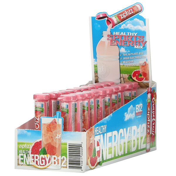 Healthy Energy Mix With Vitamin B12, Pink Grapefruit, 20 Tubes, 0.39 oz (11 g) Each