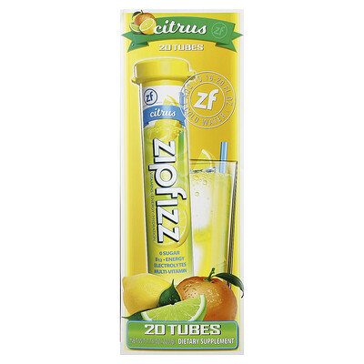 Product Image for Zipfizz, Drink Mix, Citrus, 20 Tubes, 0.39 oz (11 g) Each