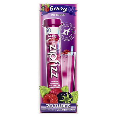 Product Image for Zipfizz, Drink Mix, Berry, 20 Tubes, 0.39 oz (11 g) Each