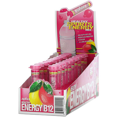 Zipfizz Healthy Sports Energy Mix with Vitamin B12, Pink Lemonade, 20 Tubes, 0.39 oz (11 g) Each