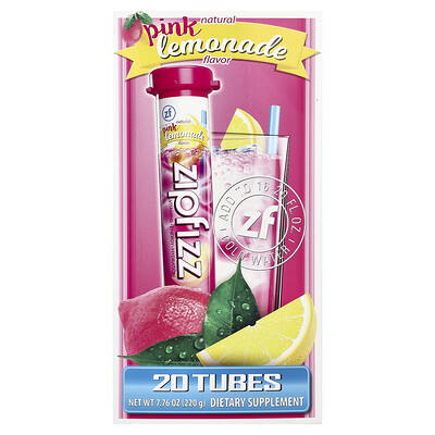 Zipfizz, Mezcla energética para deportistas saludables con vitamina B12, Limonada rosa, 20 tubos, 11 g (0,39 oz) cada uno