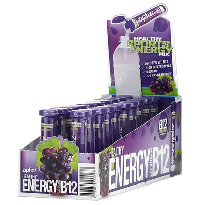 Zipfizz Healthy Energy Mix, Grape Pack, 20 Tubes, 11 g Each