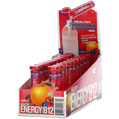 Zipfizz Healthy Energy Mix With Vitamin B12, Fruit Punch, 20 Tubes, 0.39 oz (11 g) Each