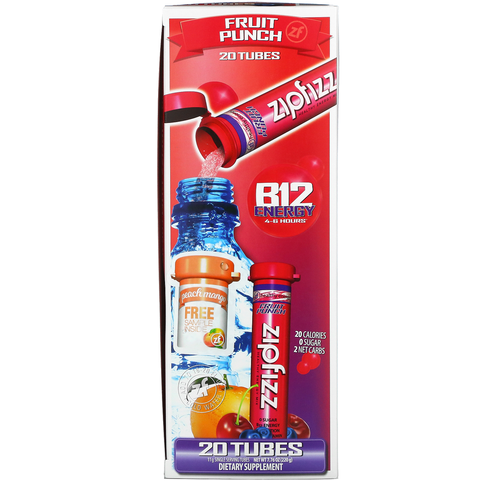 Zipfizz, Healthy Sports Energy Mix with Vitamin B12, Fruit Punch, 20