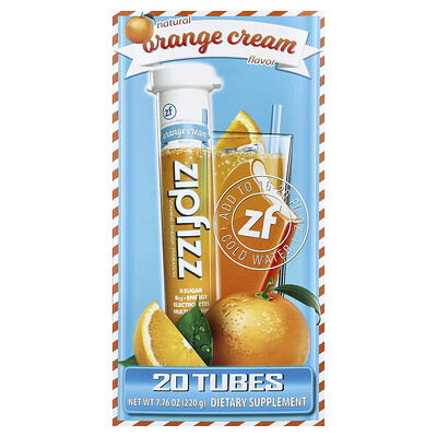 Zipfizz, Mezcla energética para deportistas saludables con vitamina B12, Crema de naranja, 20 tubos, 11 g (0,39 oz) cada uno