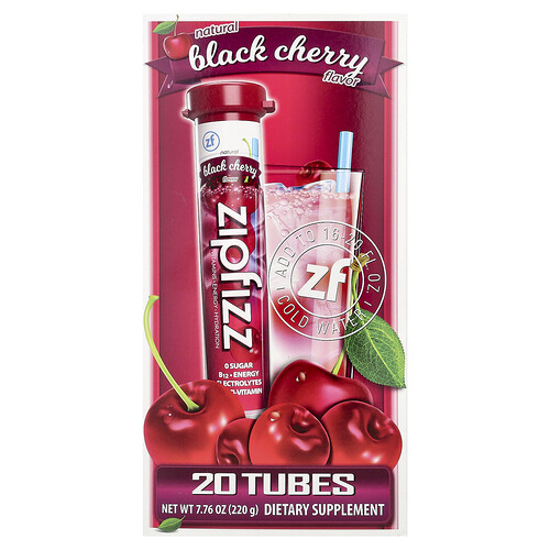 Zipfizz, Energy Drink Mix, Black Cherry, 20 Tubes, 0.39 oz (11 g) Each