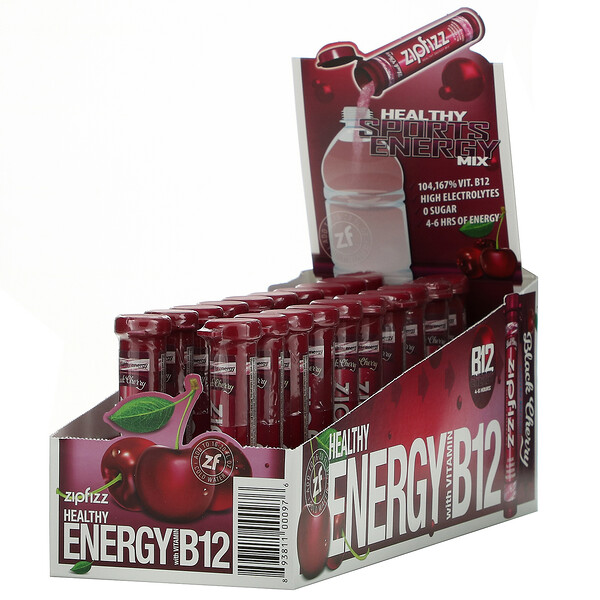 Zipfizz, Healthy Sports Energy Mix with Vitamin B12, Black Cherry, 20