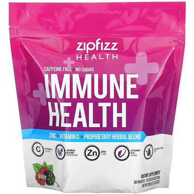 Zipfizz Immune Health, Caffeine Free, Berry, 30 Packets, 0.35 oz (10 g) Each