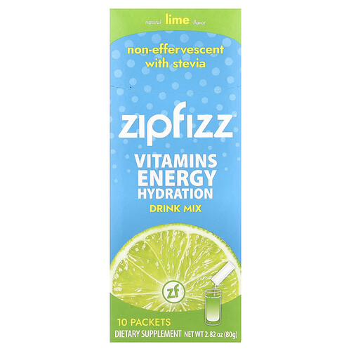 Zipfizz, Energy-Drink-Mix, Limette, 10 Packungen, je 8 g