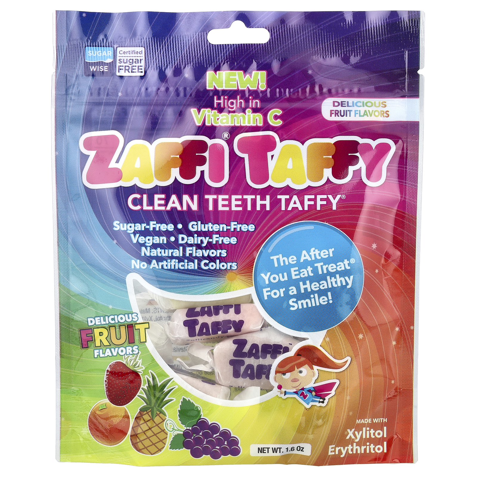 Zollipops (졸리팝스), 자피 타피, 클린 치아 타피, 맛있는 과일맛, 1.6 oz (판매가 중단된 상품)