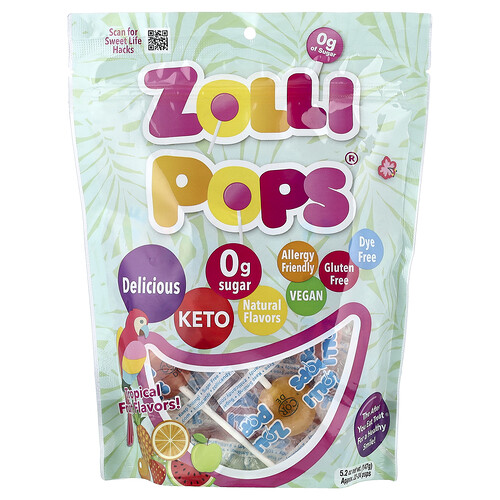 Zollipops, The Clean Teeth Pops, tropische Früchte, ca. 22-24 Pops, 147 g