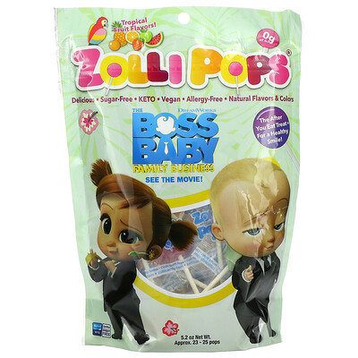 Купить Zollipops The Clean Teeth Pops, Tropical Fruits, 23-25 Pops, 5.2 oz