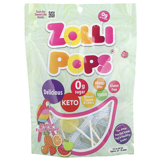 Zollipops, The Clean Teeth Pops, Tropical Fruit, Approx. 23-25 Pops, 5.2 oz