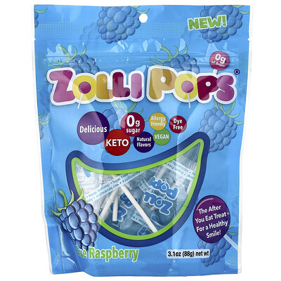 Zollipops, Paletas para limpiar los dientes, Frambuesa azul, 88 g (3,1 oz)