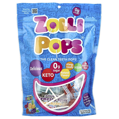Zollipops, The Clean Teeth Pops®, Lutscher für saubere Zähne, Leckere Früchte, ca. 23–25 Lutscher, 142 g (5,2 oz.)