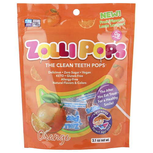 Zollipops The Clean Teeth Pops®, Orange, 3.1 oz