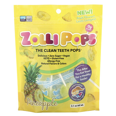 Zollipops  The Clean Teeth Pops  Pineapple  3.1 oz