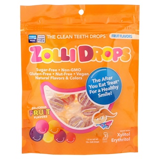 Zollipops, Zolli Drops, леденцы для чистки зубов, со вкусом фруктов, 15+ леденцов Zolli, 45 г (1,6 унции)