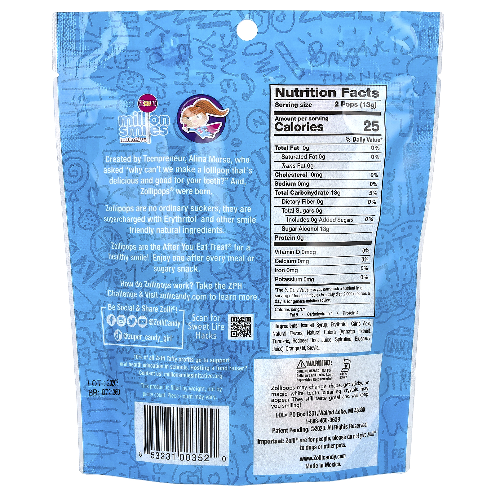 The Clean Teeth Pops, Delicious Fruit Flavors , Approx. 14 Pieces, 3.1 oz (88 g) - Picture 2 of 2