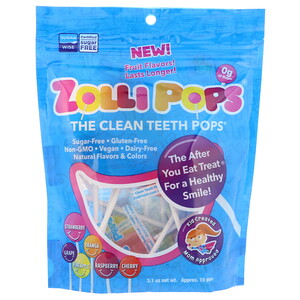 Zollipops, The Clean Teeth Pops, Strawberry, Orange, Raspberry, Cherry, Grape, Pineapple, Approx. 15 Pops, 3.1 oz отзывы покупателей