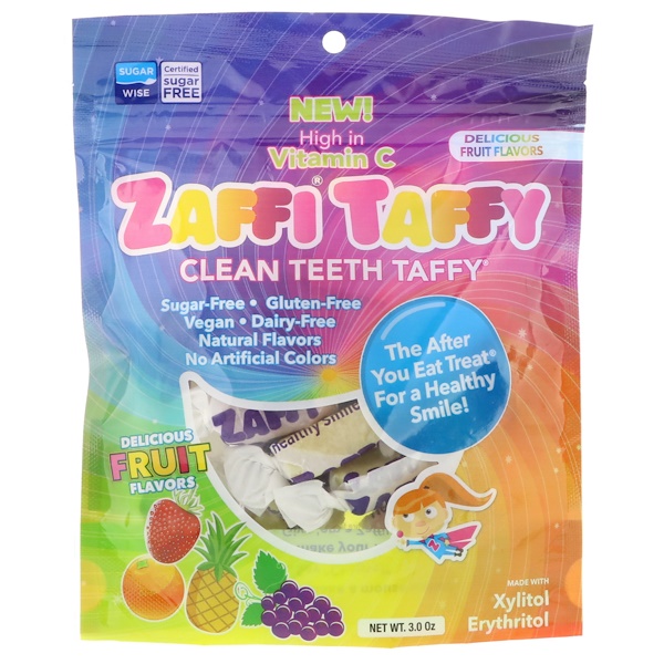 Zollipops, Zaffi Taffy, Taffy para dientes limpios, deliciosos sabores a frutas, 3.0 oz