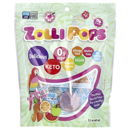 Zollipops, Original Clean Teeth Candy®, trooppisen hedelmän maku, 85 g