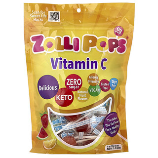 Zollipops, Vitamin C, Lebih kurang. 33 - 35 Pops, 8 oz (226 g)