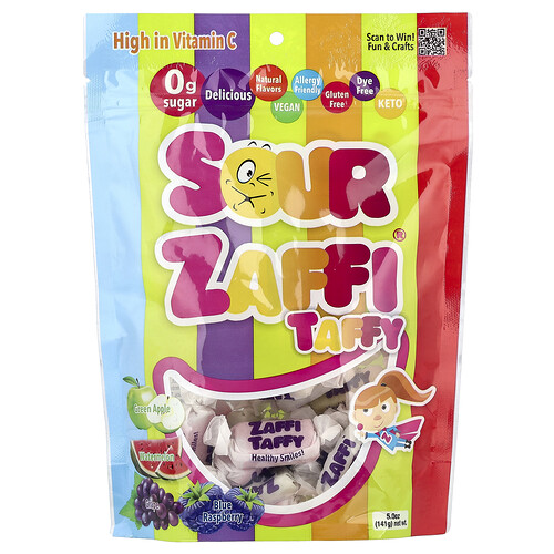 Zollipops Sour Zaffi® Taffy, Assorted Fruit, 5 oz (141 g)