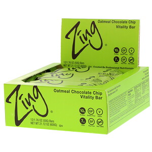 Отзывы о Zing Bars, Vitality Bar, Oatmeal Chocolate Chip, 12 Bars, 1.76 oz (50 g) Each