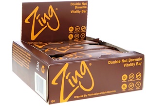 Отзывы о Zing Bars, Vitality Bar, Double Nut Brownie, 12 Bars, 1.76 oz (50 g) Each