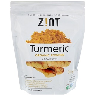 z!nt, organic, turmeric powder, 16 oz (454 g)