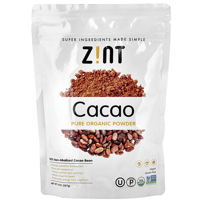 Product Image for Zint, Cacao Pure Organic Powder, 8 oz (227 g)
