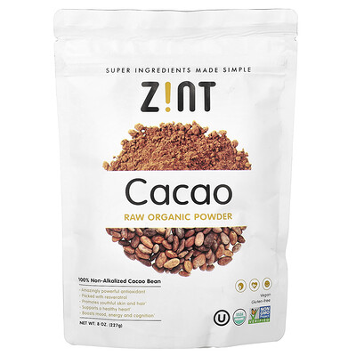 Zint, Cacao orgánico crudo en polvo, 227 g (8 oz)