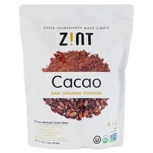 Z!NT, Raw Organic Cacao Powder, 16 oz (454 g)