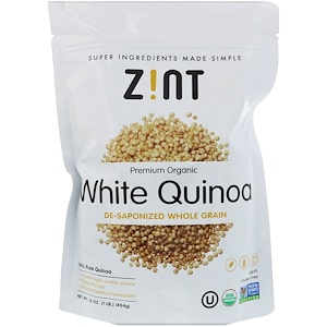 Z!NT, Органический премиум-продукт, белое киноа, цельное зерно, без сапонинов, 16 унц. (454 г)