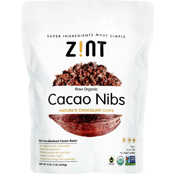 Trocitos de cacao orgánico crudo, 454 g (16 oz)